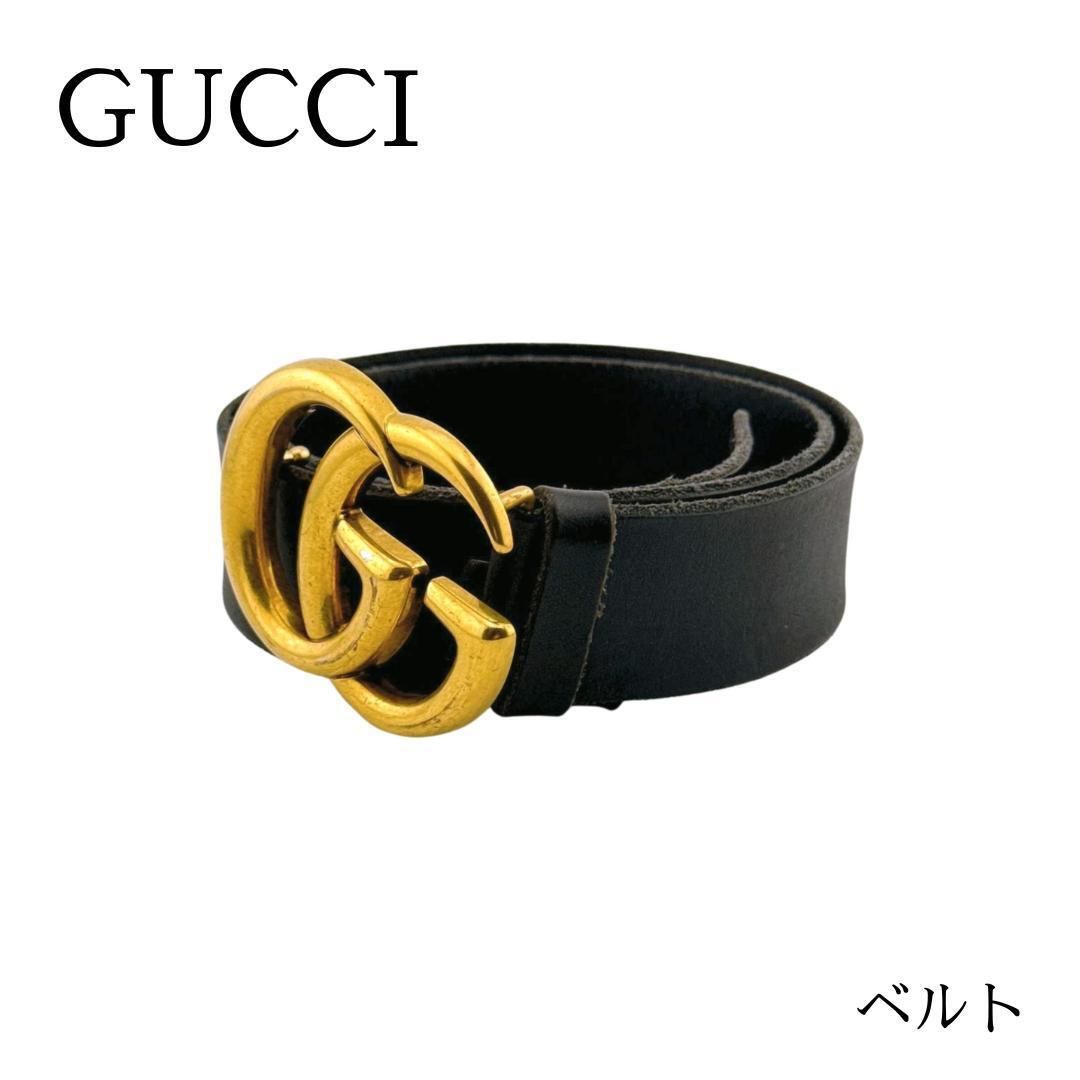 GUCCI グッチ メンズ ベルト ブラックレザー Gロゴ | Shop at
