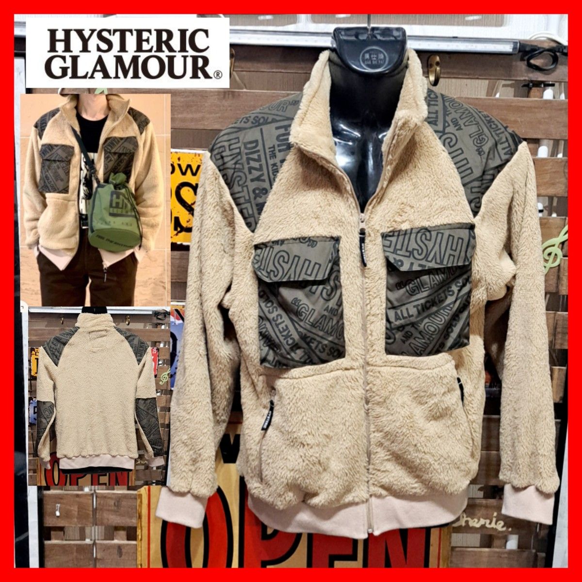 HYSTERIC GLAMOUR グレー シャツジャケット 裏フリース | Shop at