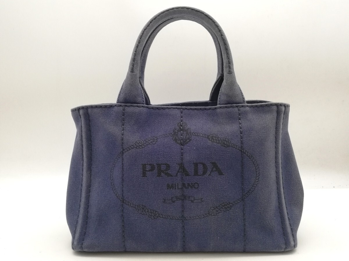 PRADA プラダ キャンバス レザー コンビトートバッグ 三角ロゴプレート