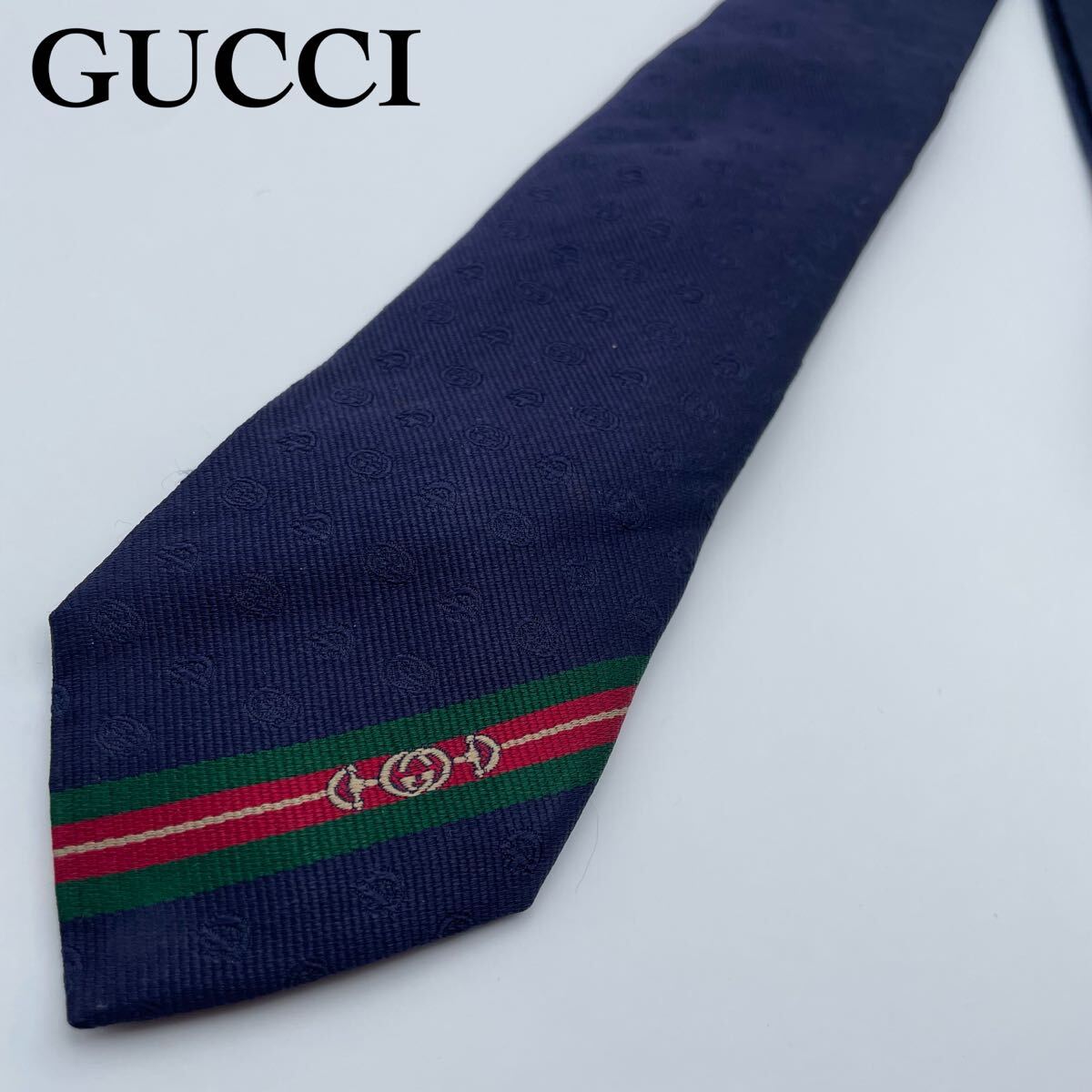 名作☆極美品☆ GUCCI グッチ ネクタイ GG柄 蜂 Bee ナロータイ