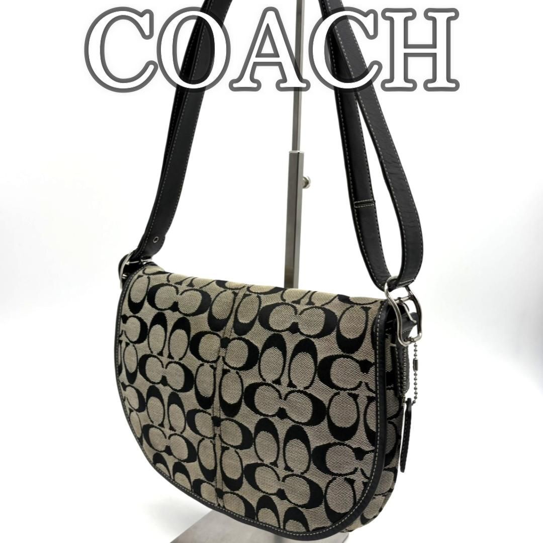 ✨美品✨COACHコーチPoppyブラックレザーワンショルダーバッグ三日月 