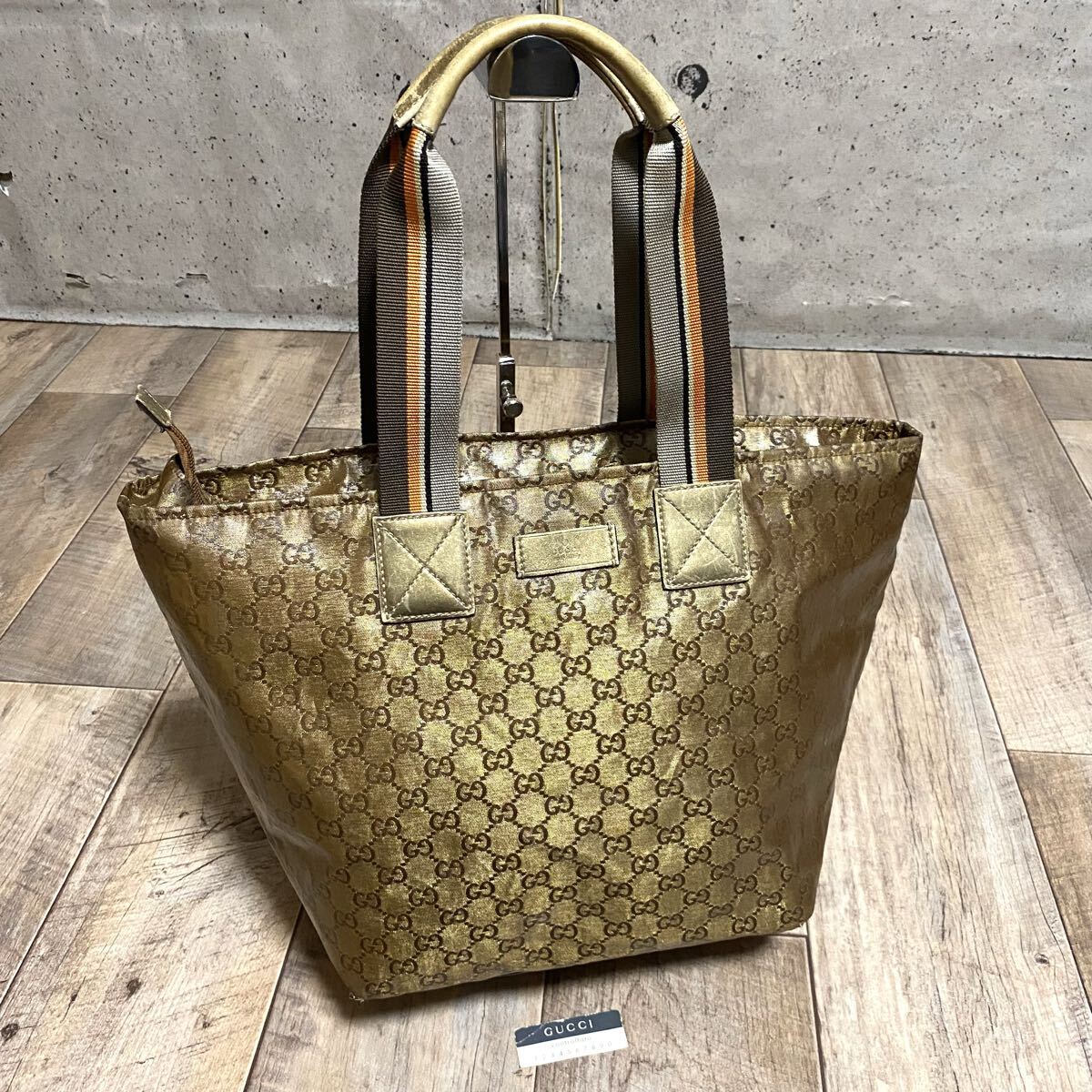 GUCCI オールドグッチ シェリーライン GG柄 トートバッグ PVC レザー 
