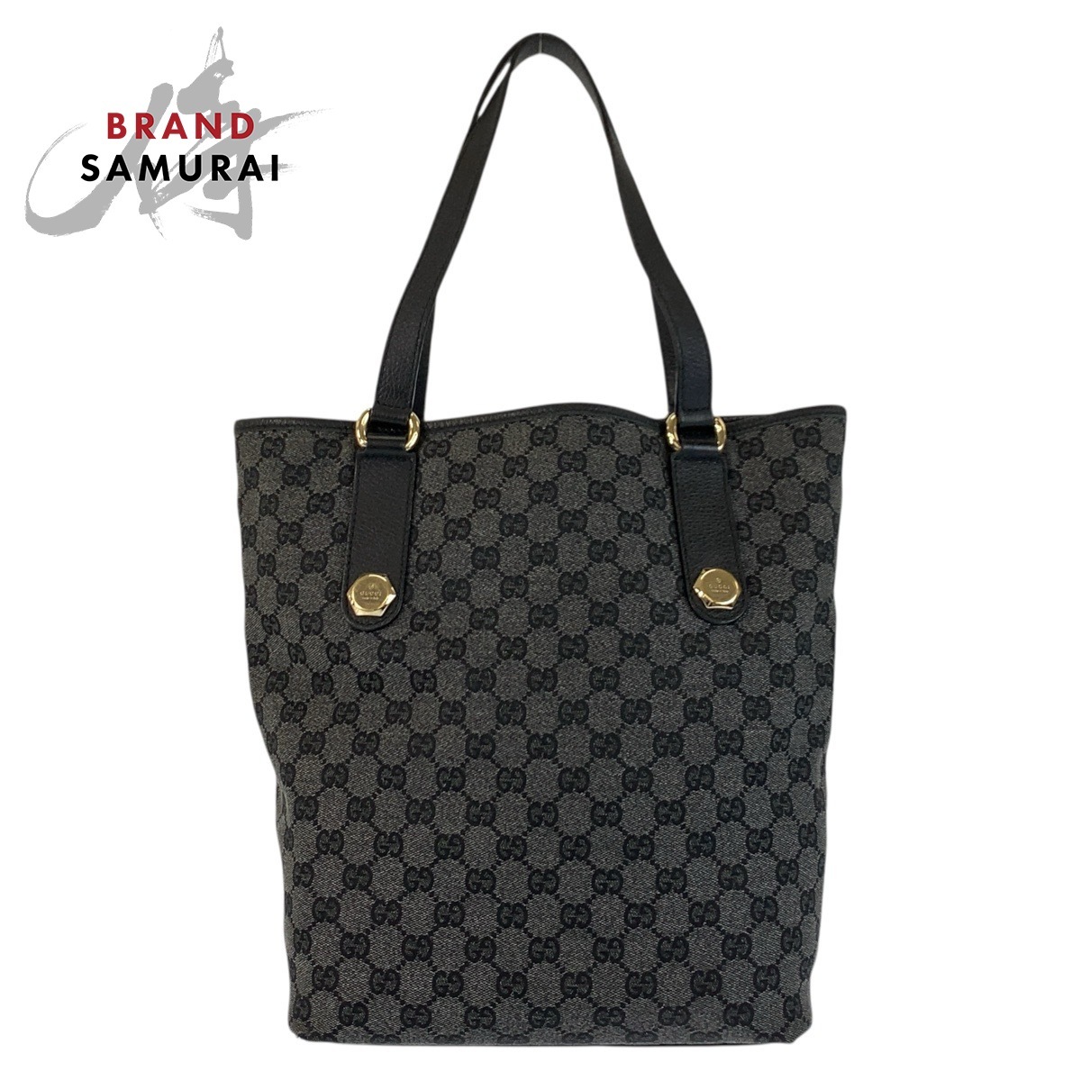 美品 GUCCI グッチ トートバッグ 黒 GGキャンバス 肩掛け可 s95 【公式 