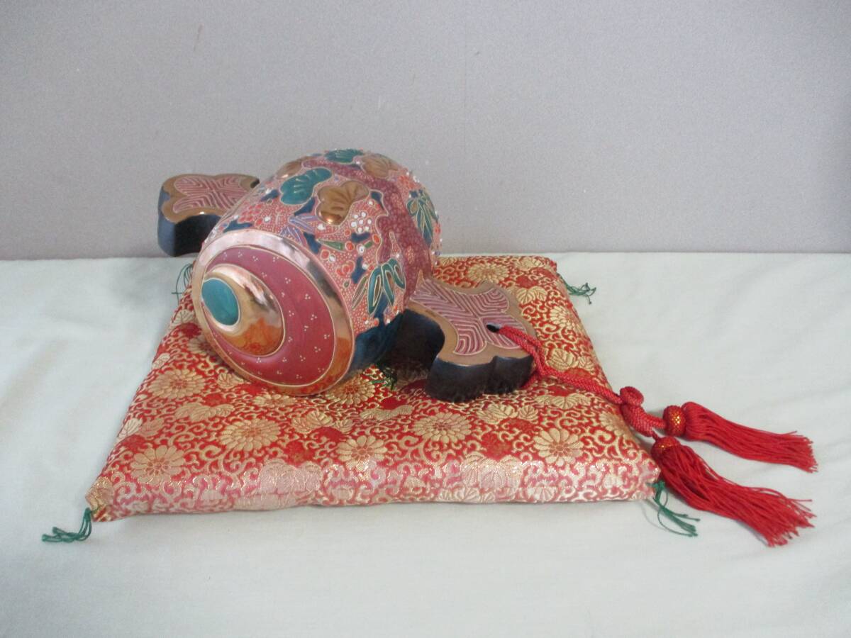 美品】九谷焼 九谷彩磁器 能舞台 翁 約28cm 人形 縁起物 人形 置物 