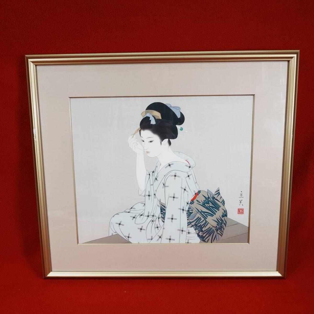 田沢茂 木版画「巴里」額装 アート作品 サイン入り 直筆サイン入り