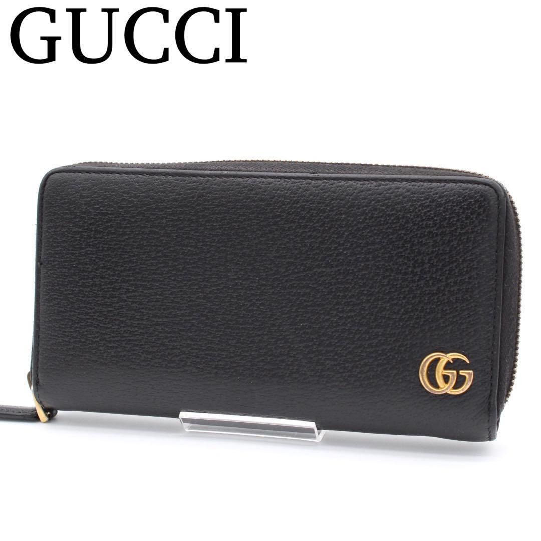 ☆ グッチ GGマーモント ラウンドファスナー長財布 ブラック 428736