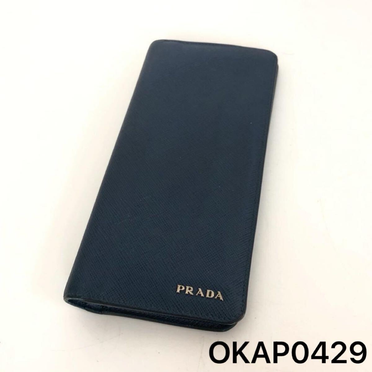 クリーニング済み】 PRADA プラダ 長財布 サフィアーノ フラップ 三角