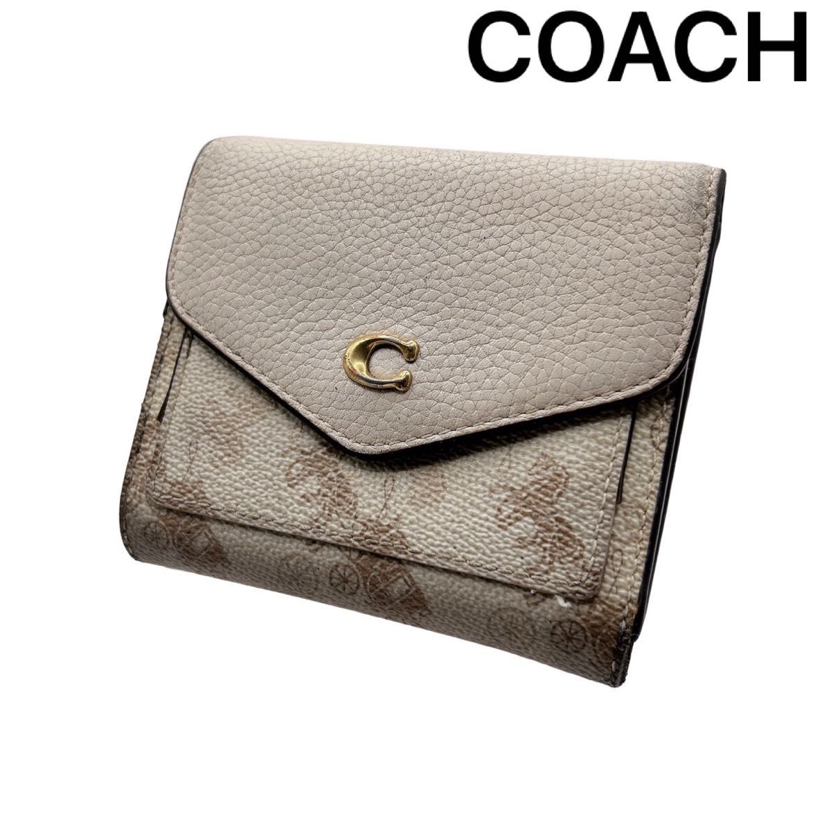 COACH コーチ シグネチャー レザー 三つ折り 財布 ウォレット ホワイト