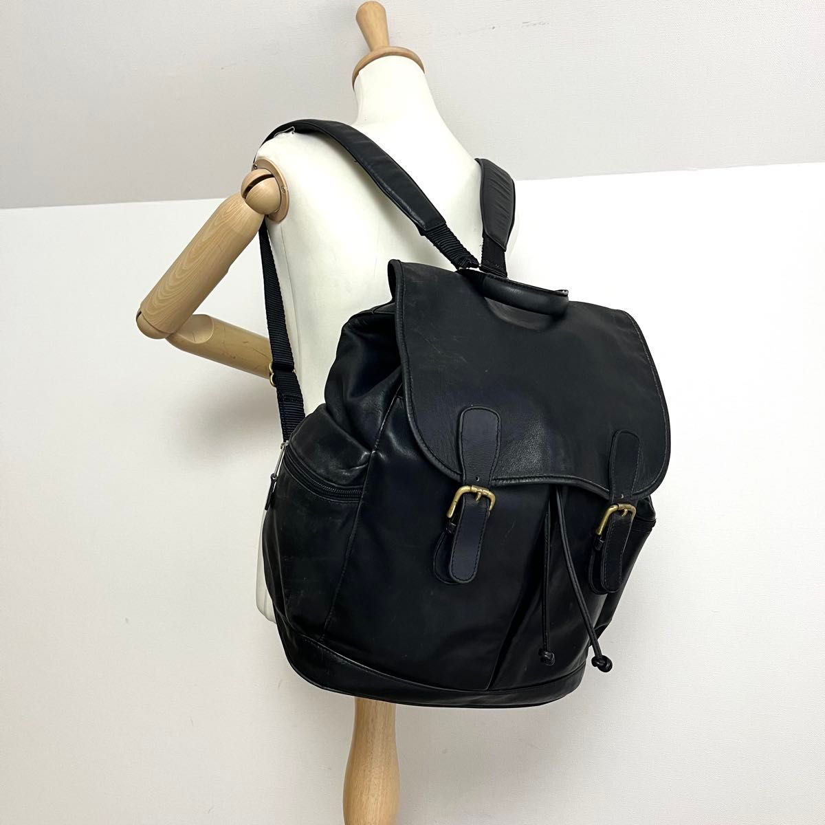 【美品】COACH ミニリュック レザー ブラック ゴールド金具 保存袋付 COACH コーチ ミニリュック バックパック レザー ブラック ゴールド