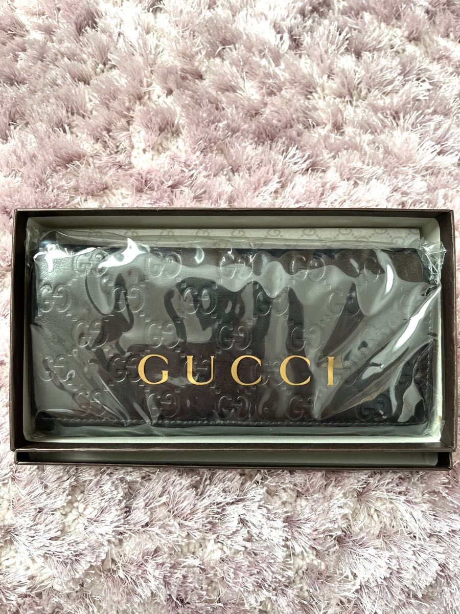 59 美品 GUCCI グッチ シマ 長財布 インターロッキング GG柄 黒