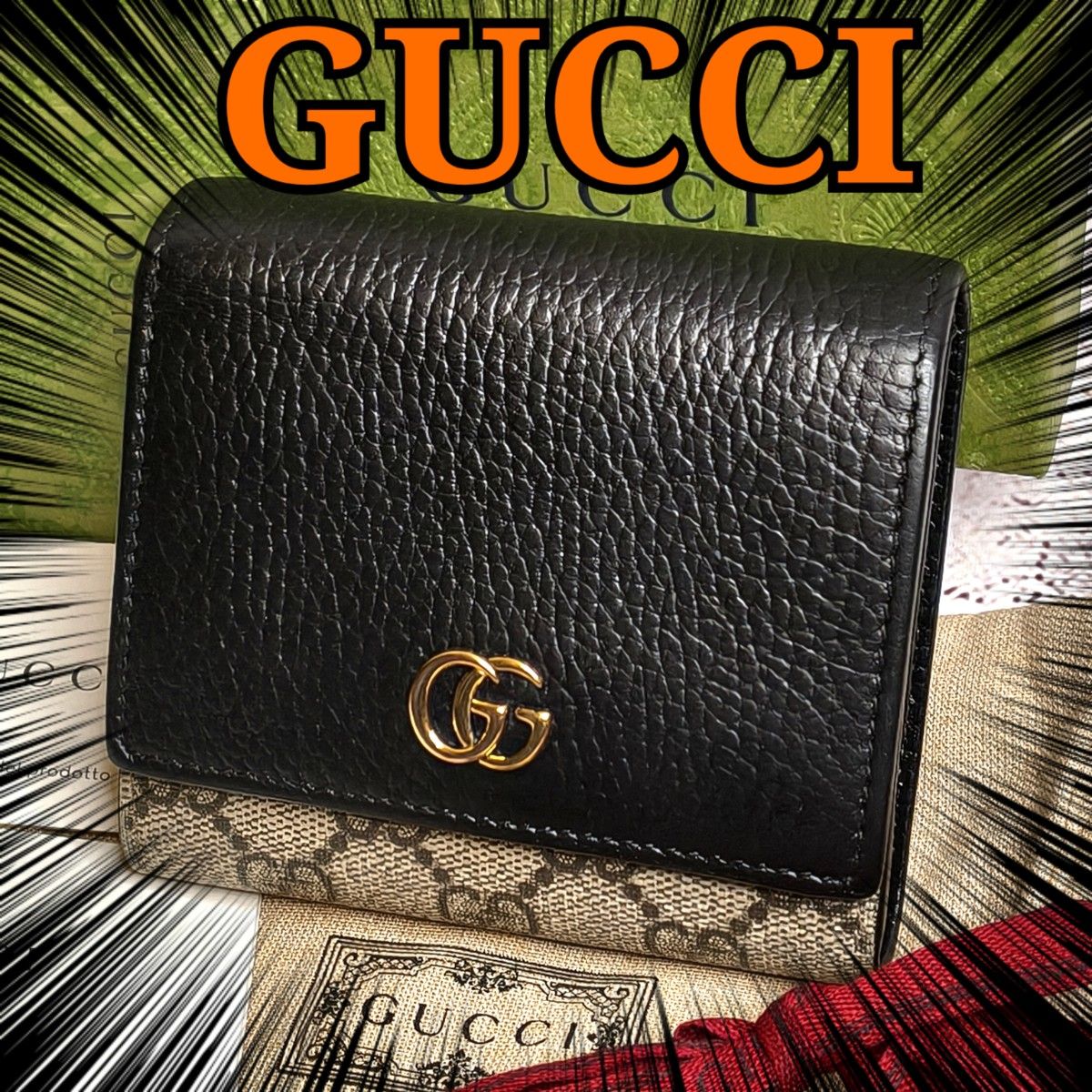 ✨Aランク✨ GUCCI ミニ財布 マーモントGGロゴ ダブルG カーフレザー ✨A