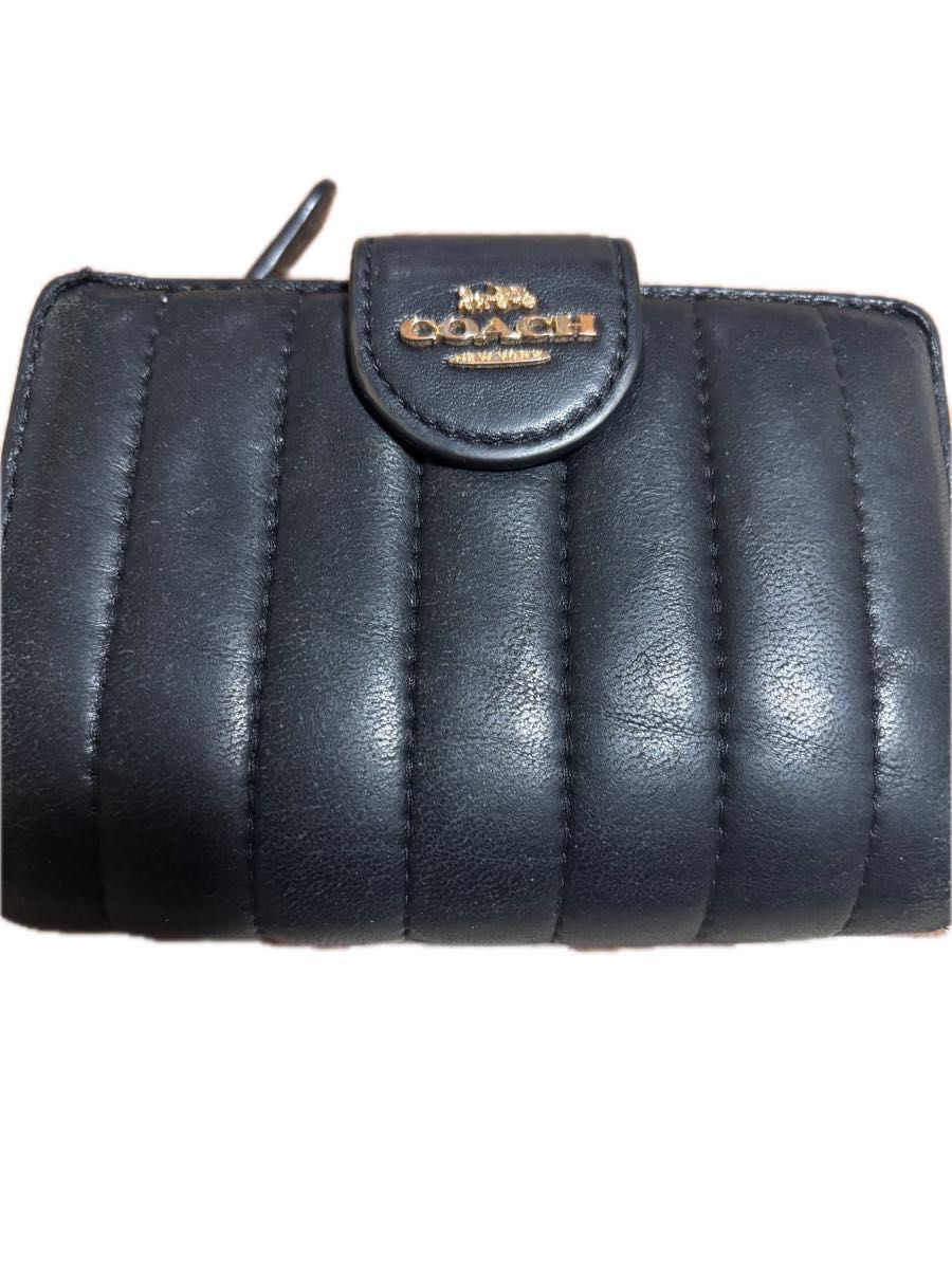 希少！新品 COACH コーチ 折り財布 二つ折り財布 馬車ロゴ 百貨店 