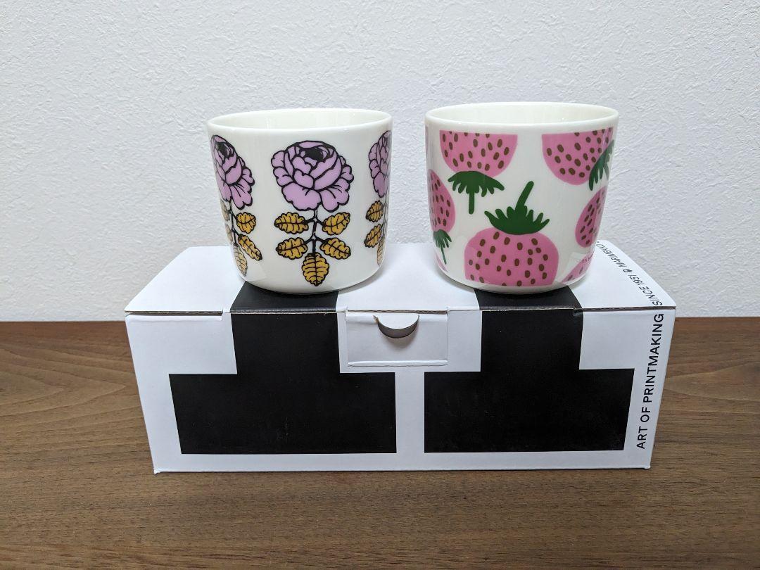 marimekko - マリメッコ マンシッカ ラテマグ 苺柄 2個セット 新品未