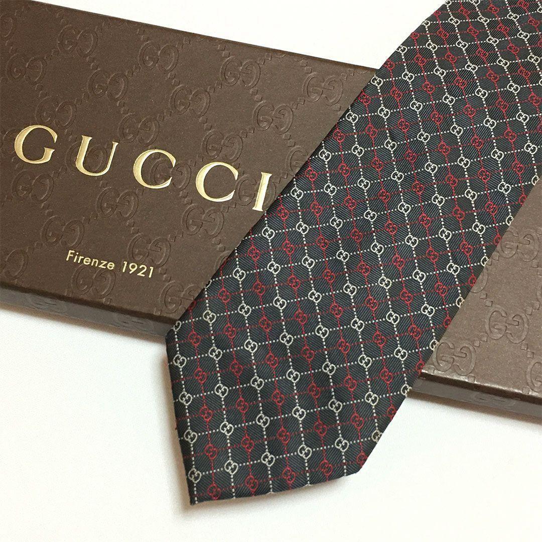 未使用級 グッチ GUCCI ネクタイ オレンジ系 GG柄 総柄 ダブルG 【公式