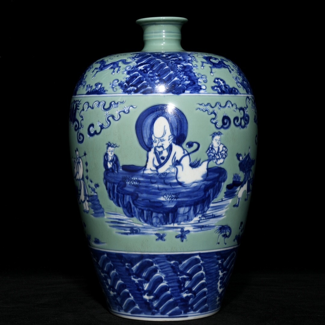 中国古美術唐物明時代染付青花人物紋香炉/【Buyee】