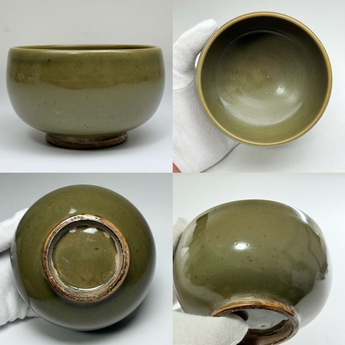 青磁 陰刻 花紋 茶杯 宋元時代 幅約10.2cm 青磁 陰刻 花紋 茶杯 宋元時代 幅約10.2cm 【公式通販】