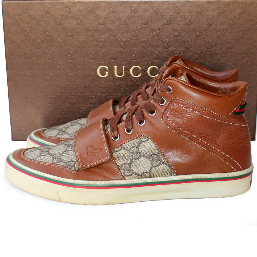 GUCCI グッチ スニーカー Size 7.5 レザービーシェリー 新宿グッチ購入