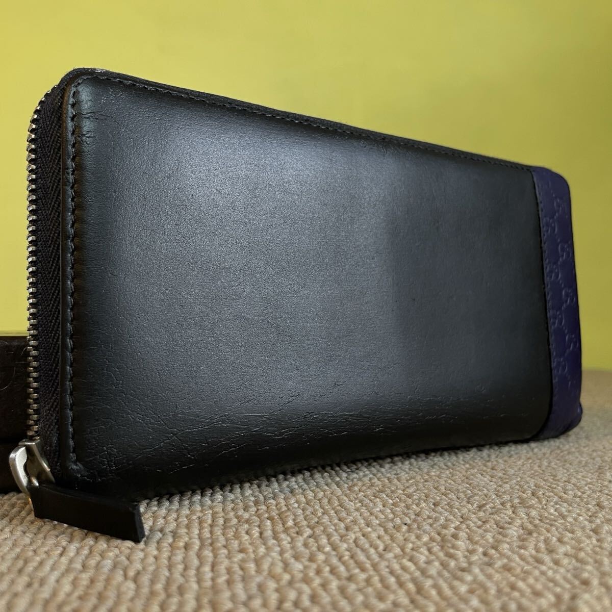 一円 美品 GUCCI グッチ ラウンドファスナー 長財布 ロングウォレット 