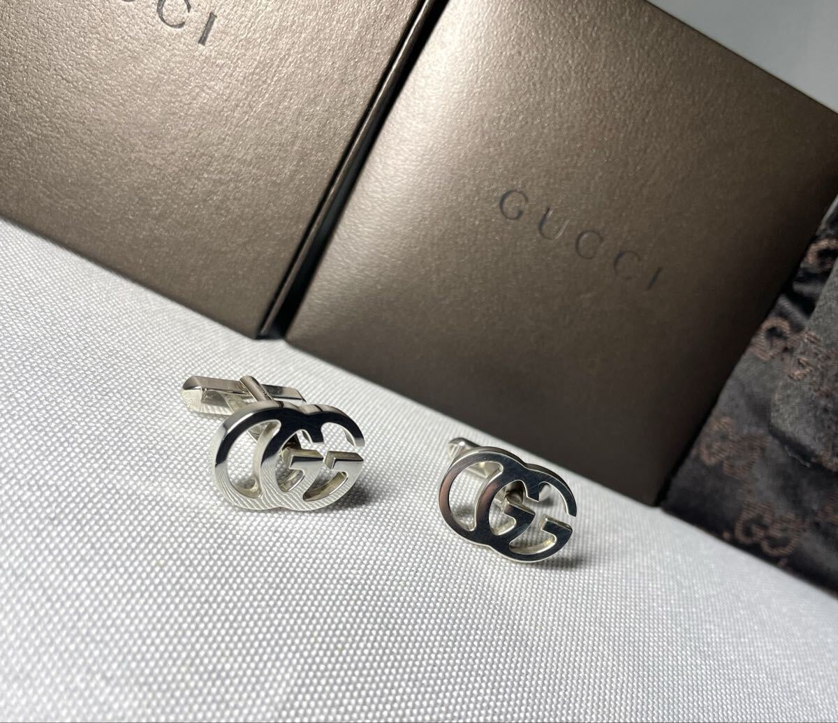 極美品GUCCI シルバーリング 22号 箱付き ダブルG マーモント 指輪 燻