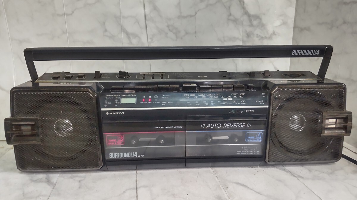ラジオカセット サンヨー ラジカセ u4 青 SANYO ラジオWカセット