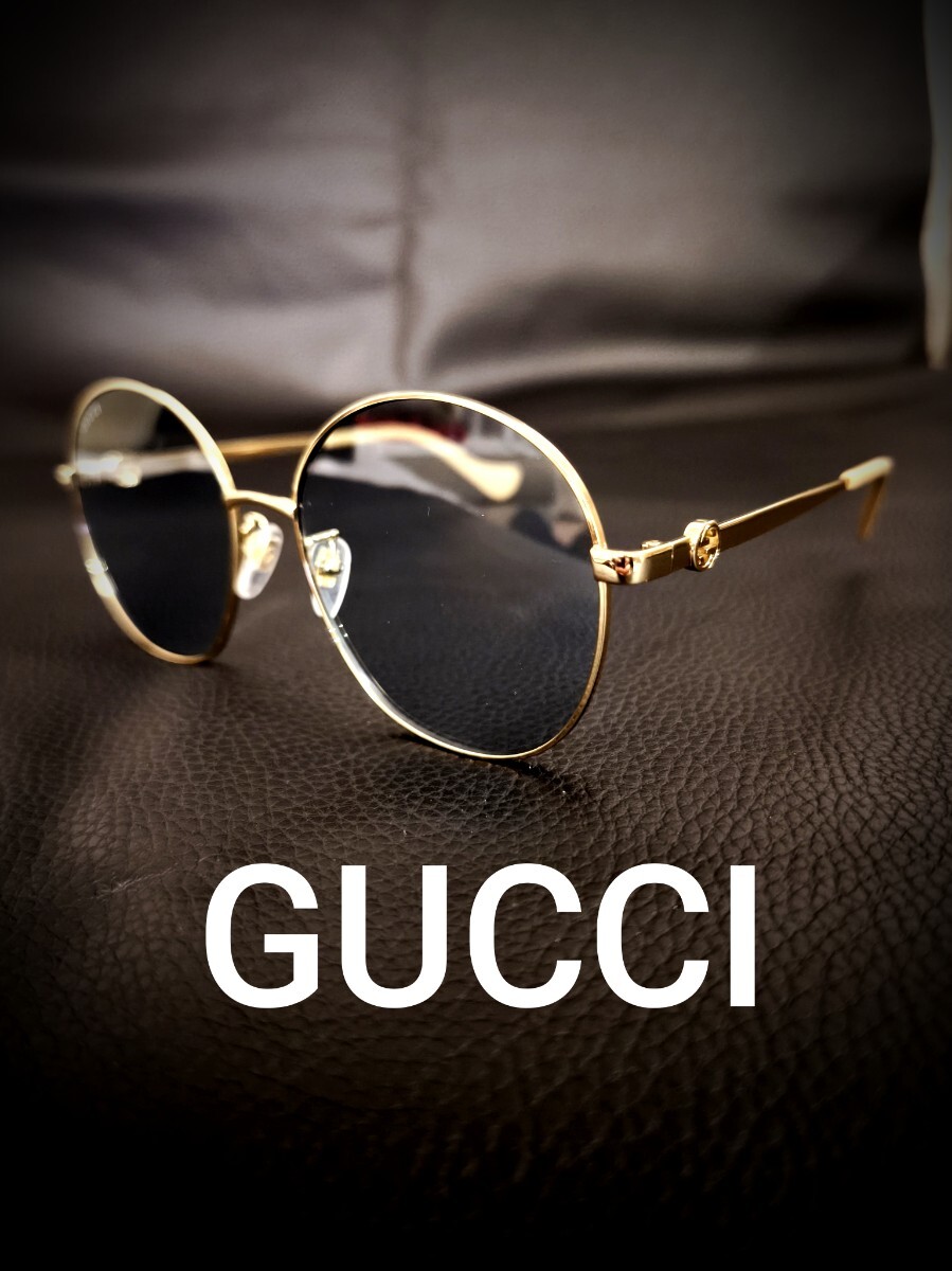 良品 GUCCI グッチ サングラス メガネ 眼鏡 メタルフレーム ユニ