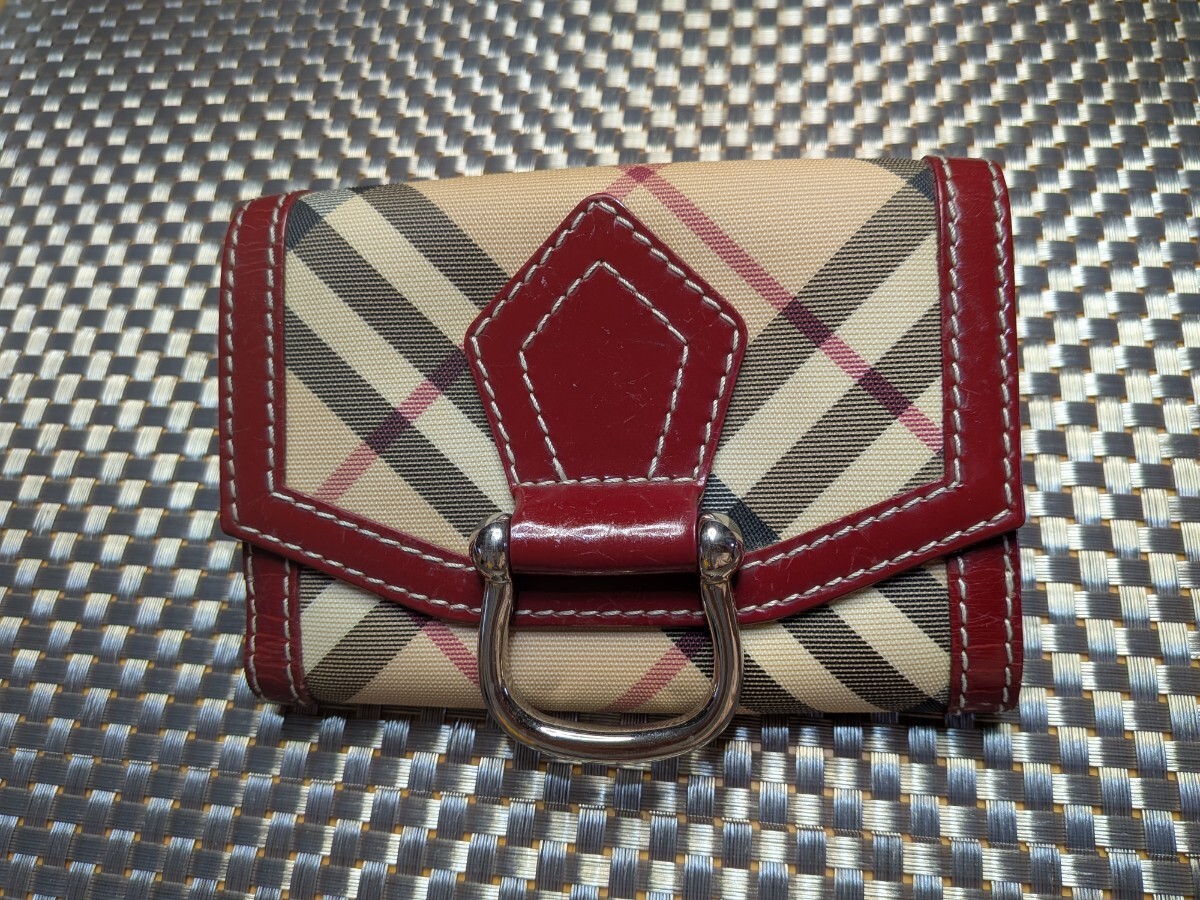 BURBERRY バーバリー 三つ折り財布 ピンク レザー | Shop at