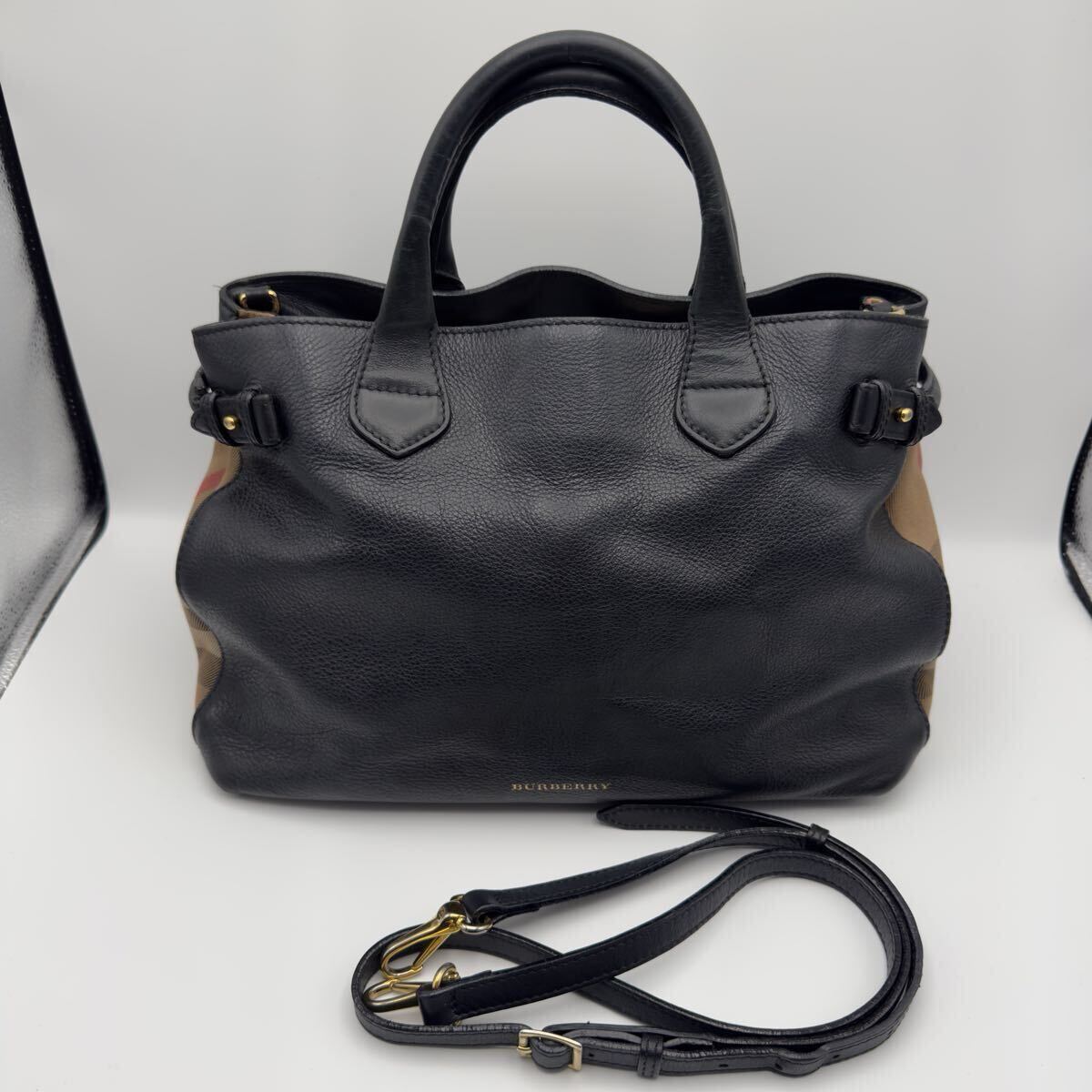 バーバリー レザー ハンドバッグ ショルダーバッグ ブラック 2way