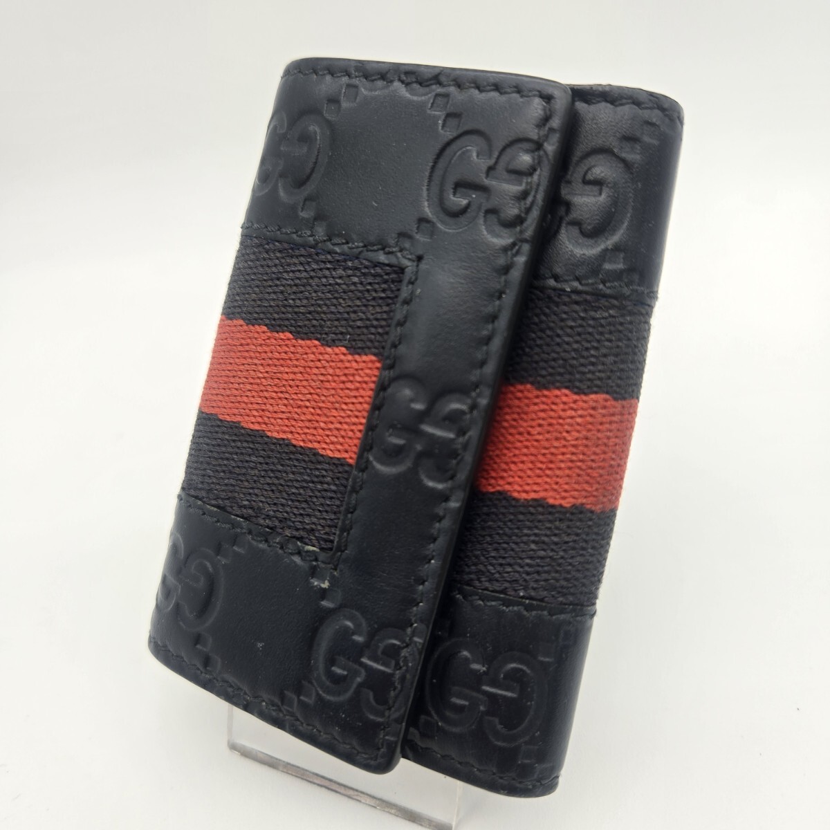 美品 GUCCI グッチ シマレザー 6連レザーキーケース GG柄 グッチシマ