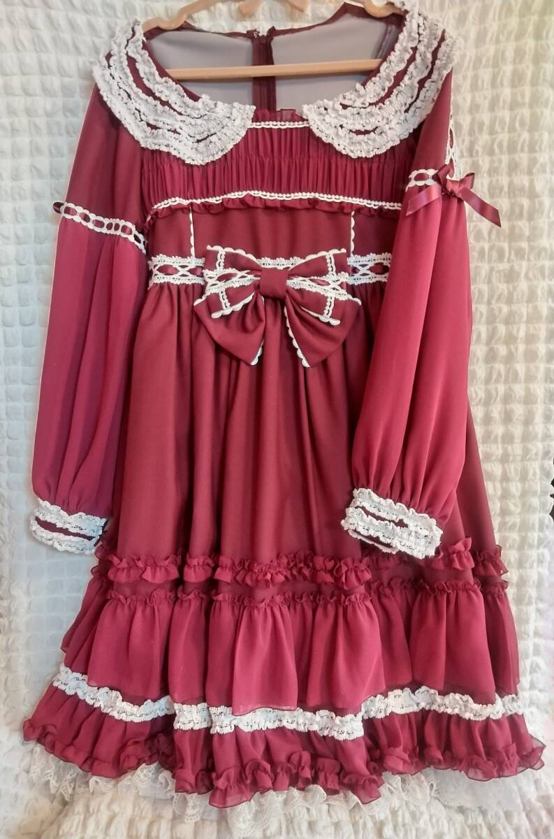 Preview of Angelic Prettyリメイク■オルゴールDollワンピース ワイン■ゴシッククラシカルロリータロリィタゴスロリガーリーボルドーワインレッド
