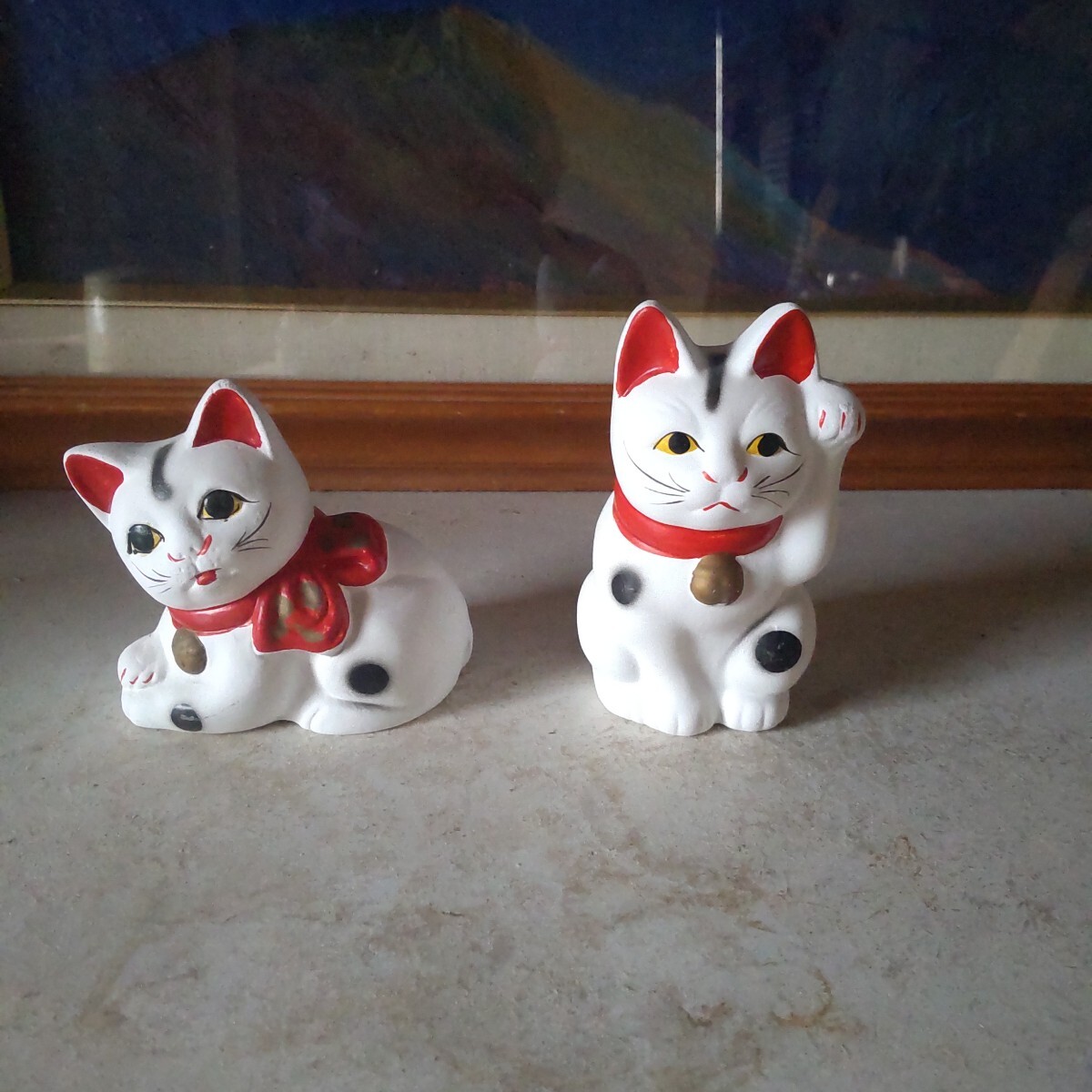 年代物 】特大 招き猫 左手招き 左手「人」「お客」を招く 縁起物 昭和 
