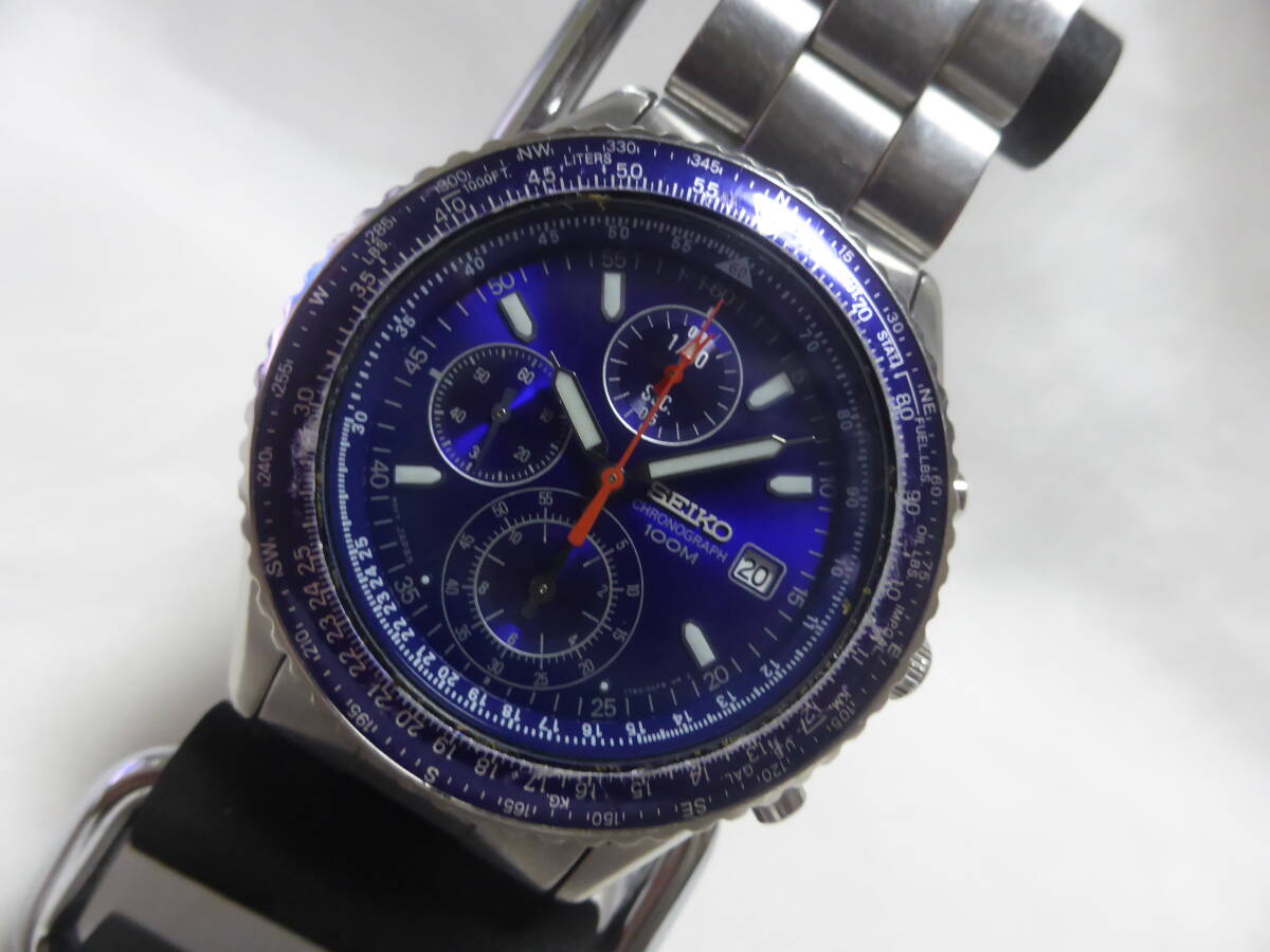 ドライブ 1◇稼働◇ セイコー 7T92-0DW0 ブルー クオーツ メンズ 