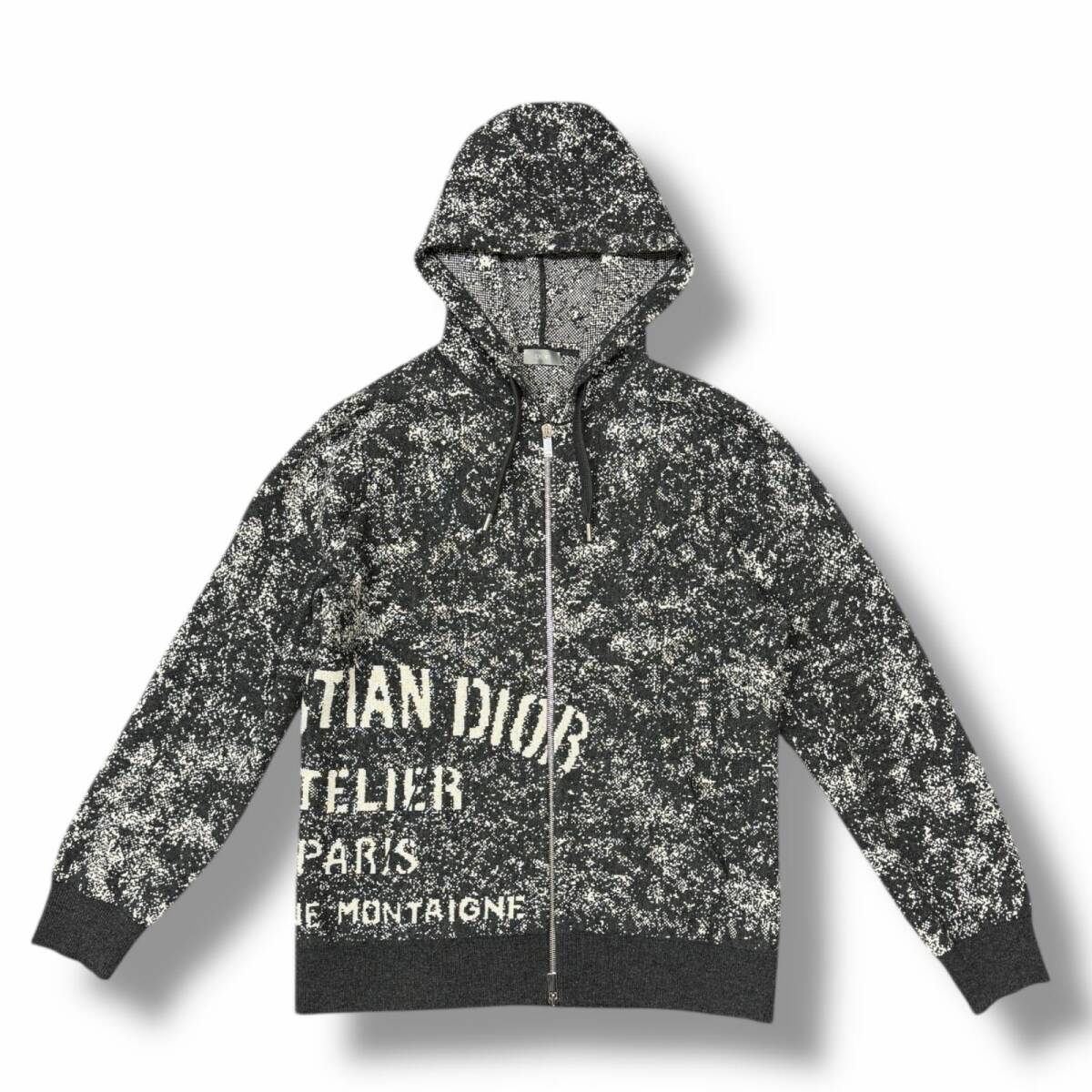 【DIOR】CDロゴ 刺繍 フーディー グレー 希少サイズXL 真贋鑑定済　美品 dior logo