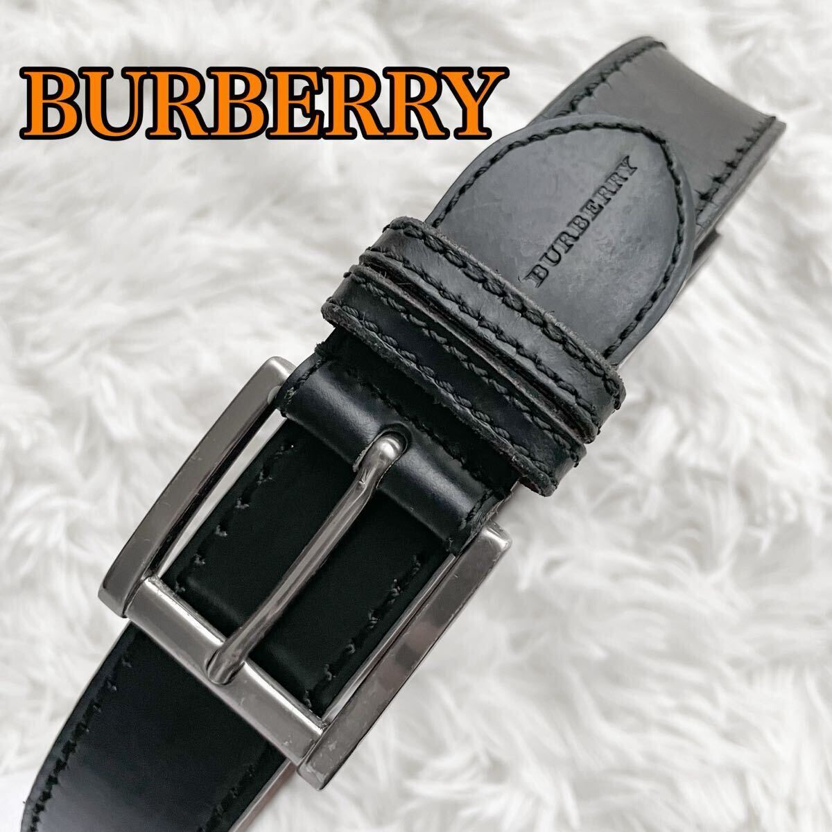 プラダ レザーベルト シルバー金具 ロゴバックル ブラック 36/90 プラダ レザーベルト シルバー金具 ロゴバックル ブラック 36/90