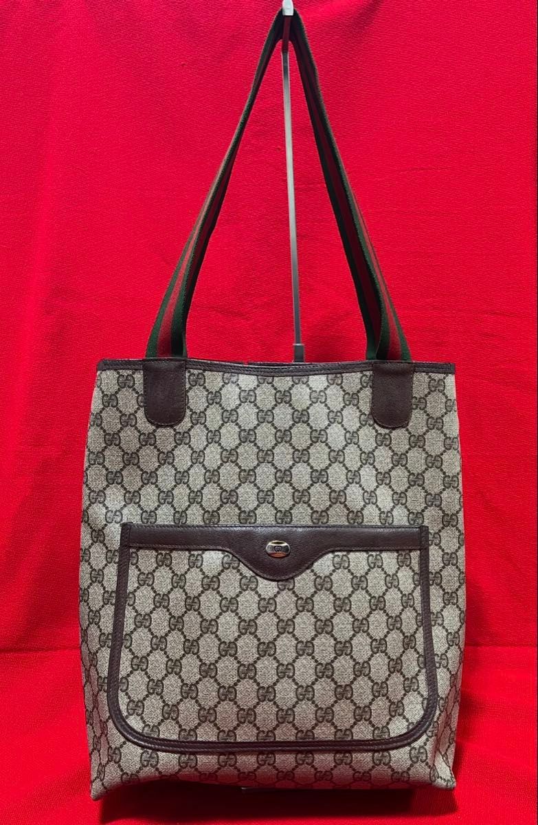 本物.美品】 GUCCI グッチ バンブー GG トート カバン バッグ 大容量 
