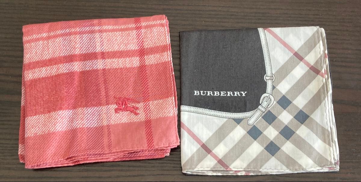 BURBERRY バーバリー ハンカチ ピンク系 チェック柄 2枚セット未使用