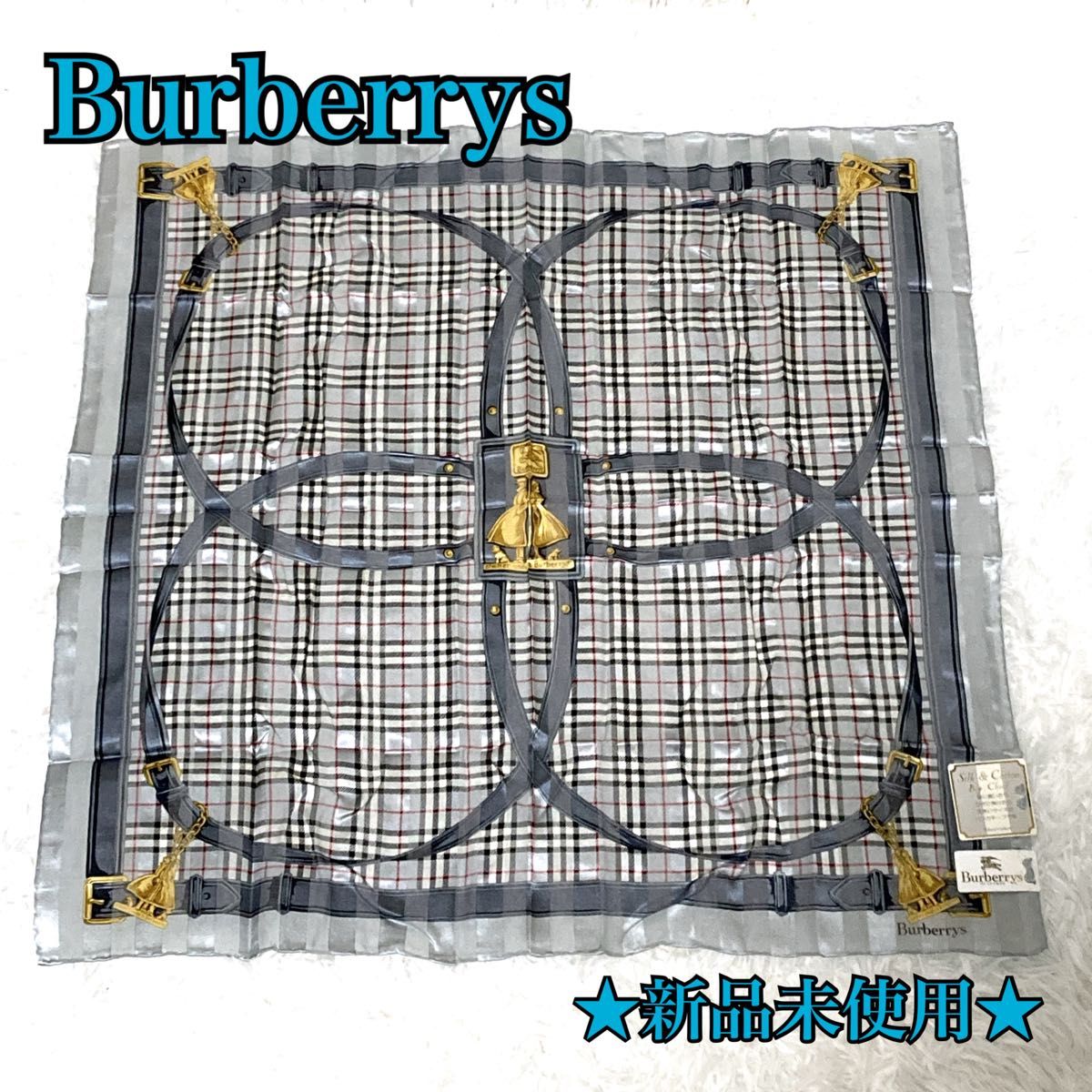 新品タグ付きBURBERRY/バーバリー/シルクスカーフ&コットンハンカチ