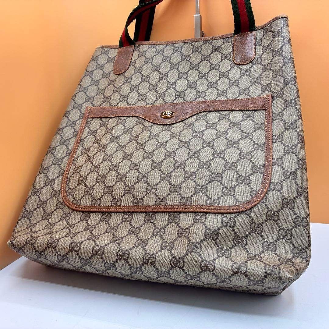 GUCCI オールドグッチ シェリーライン GG柄 トートバッグ PVC レザー