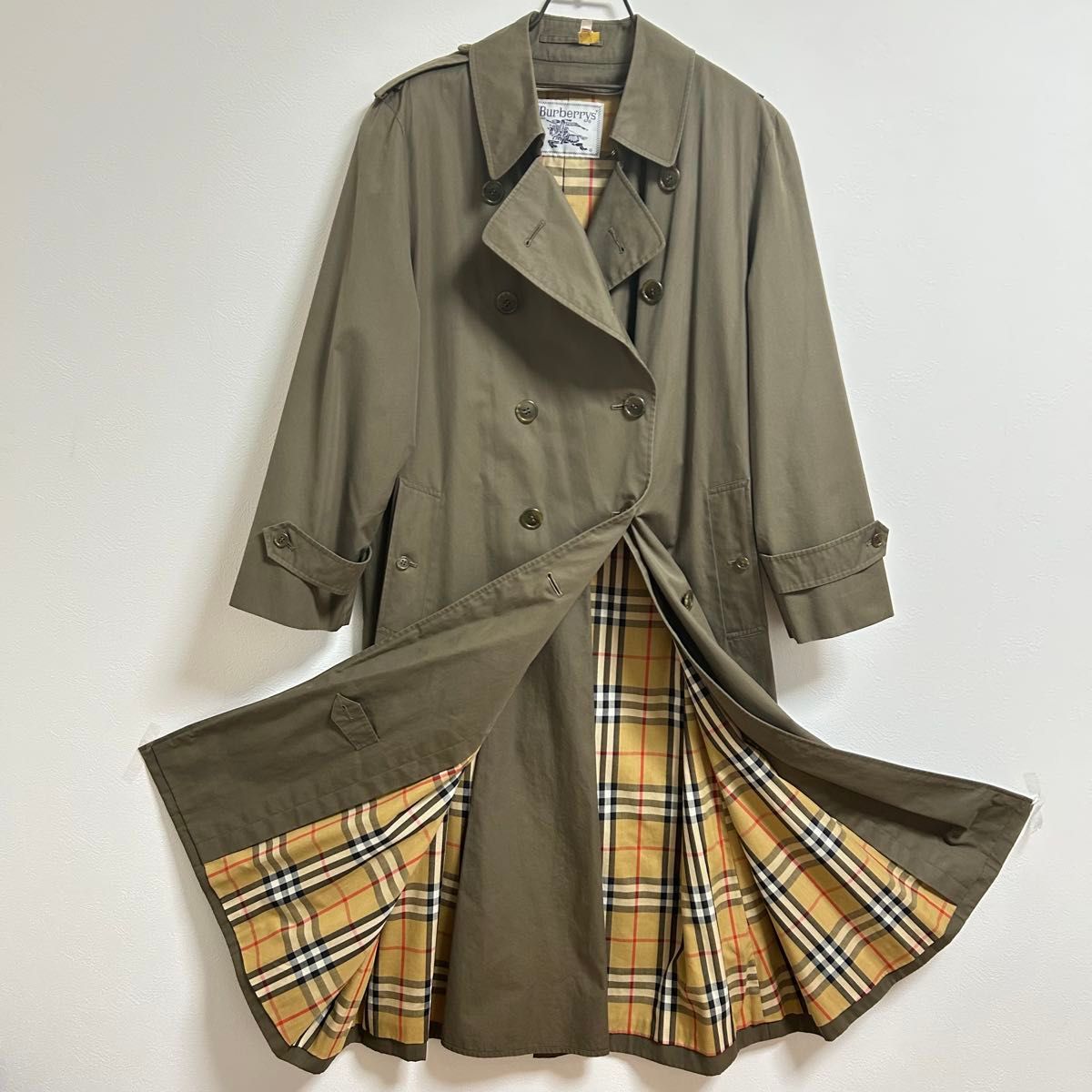 バーバリー ヴィンテージ 玉虫色 ロング トレンチコート ダブル ベルト