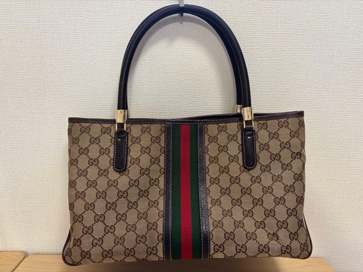 GUCCI グッチ シェリーライン ハンドバッグ GGキャンバス トートバッグ 