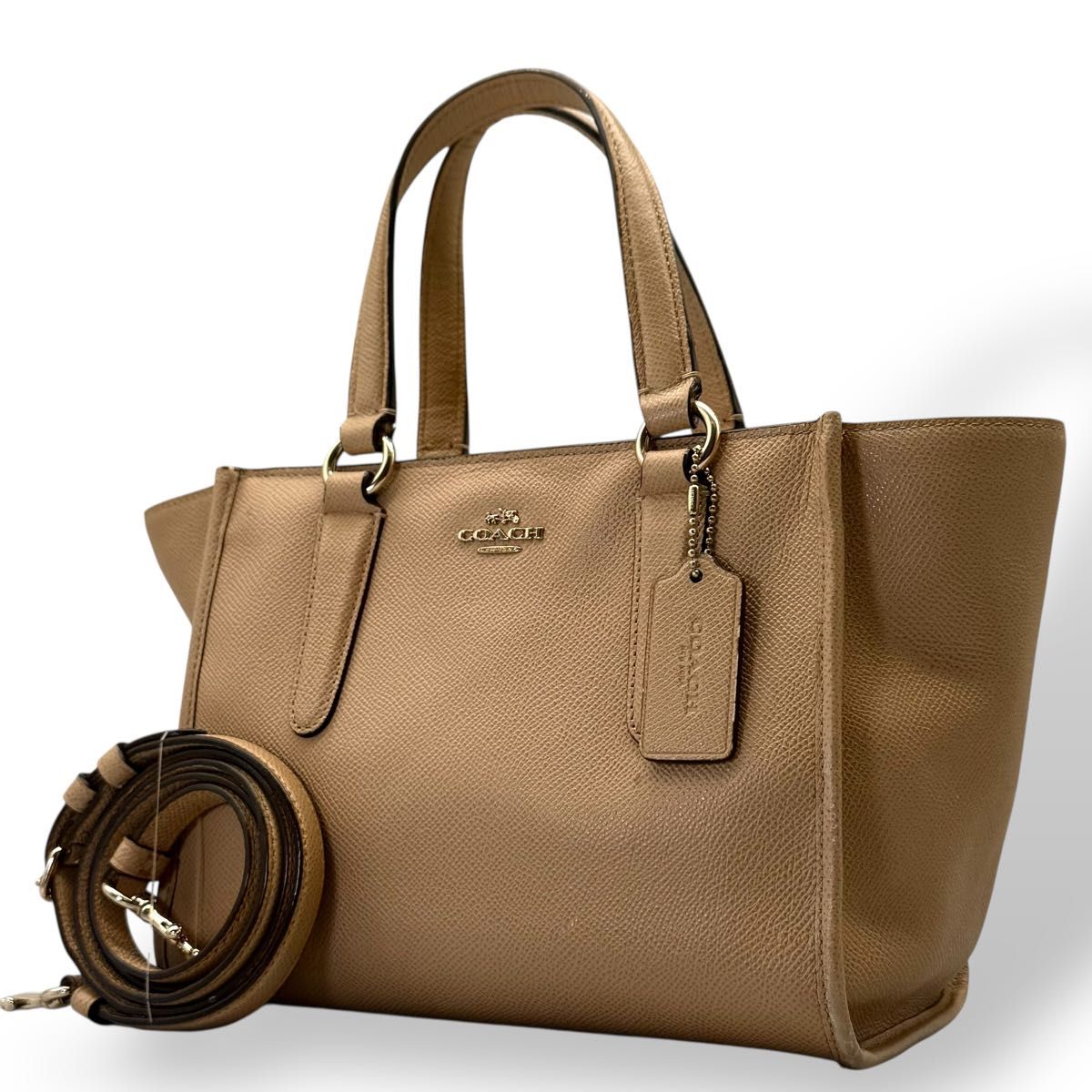COACH コーチ パンチングレザー 2WAY ショルダーバッグ ベージュ 