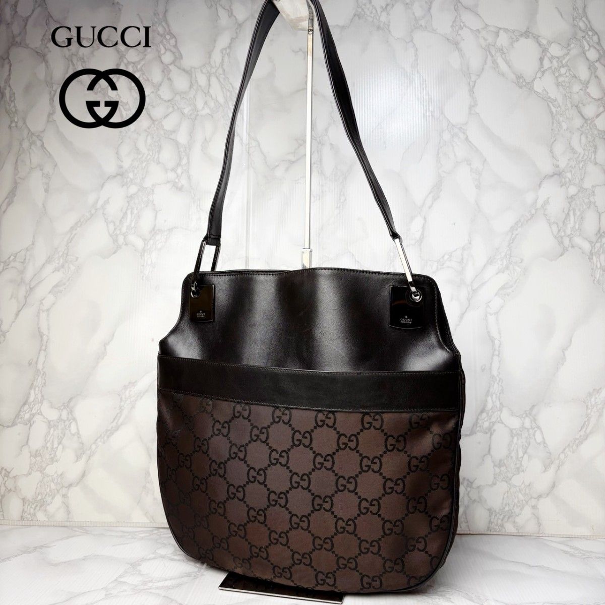 美品 GUCCI グッチ ショルダーバッグ GGキャンバス 黒 | Shop at 