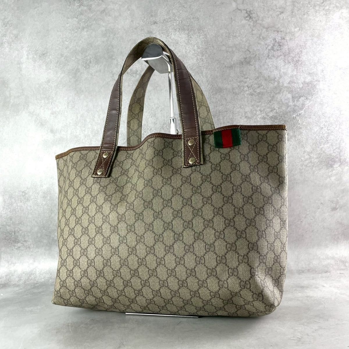 GUCCI グッチ GG柄 キャンバス シェリーライン トートバッグ A4可 グッチ 希少 GUCCI GG柄 トートバッグ シェリーライン キャンバス A4可