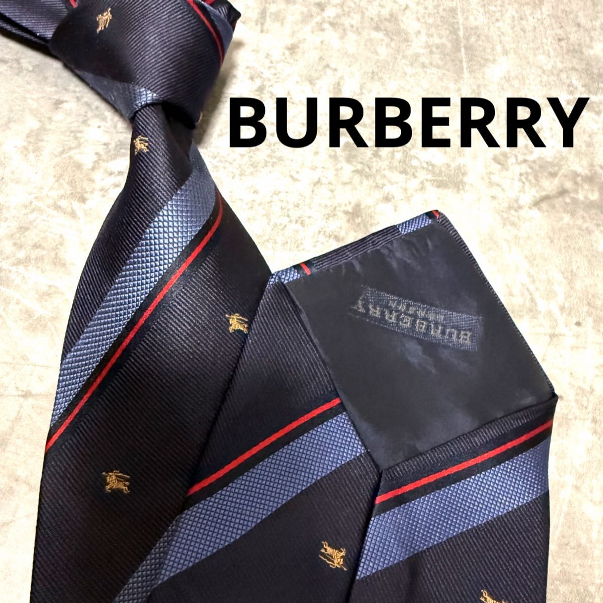 極美品 BURBERRY バーバリー ネクタイ ノバチェック ホース ロゴ
