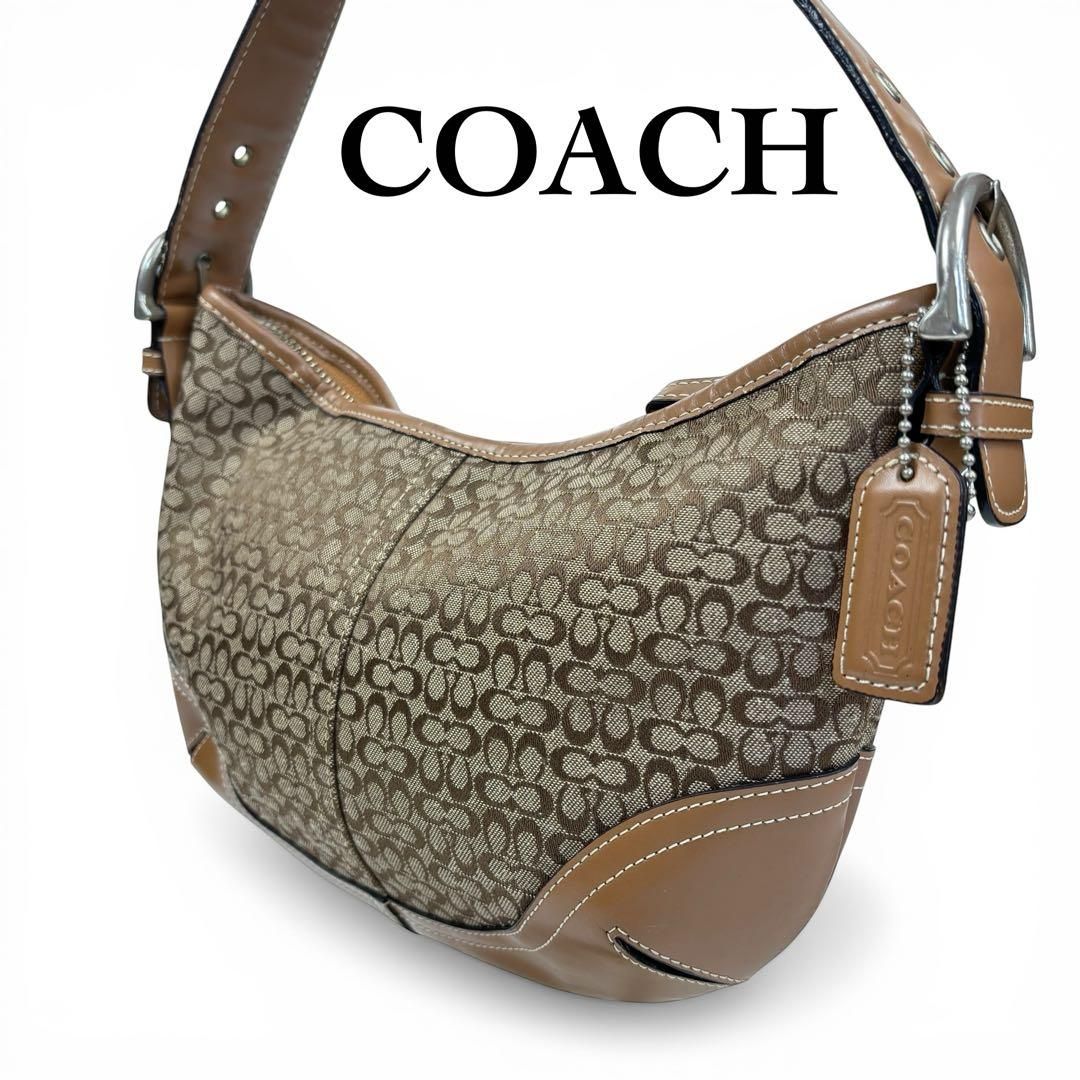 コーチ　ワンショルダーバッグ　ハーフムーン　ミニシグネチャー　キャンバス　y2k COACH コーチ ミニシグネチャー ワンショルダーバッグ ハーフムーン