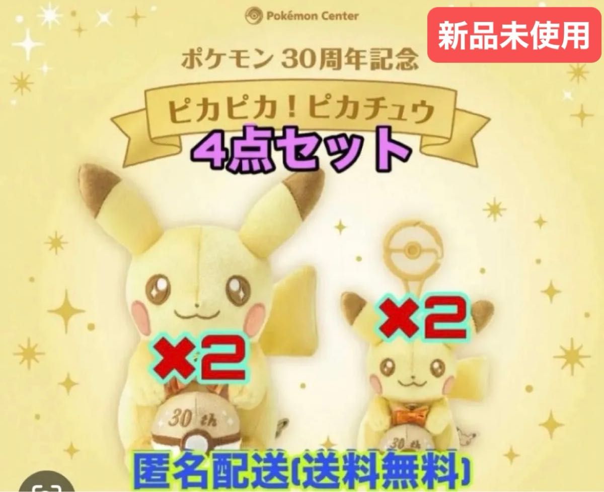 ☆2点セット☆ ポケモン30周年記念！ ピカピカ！ピカチュウぬいぐるみ