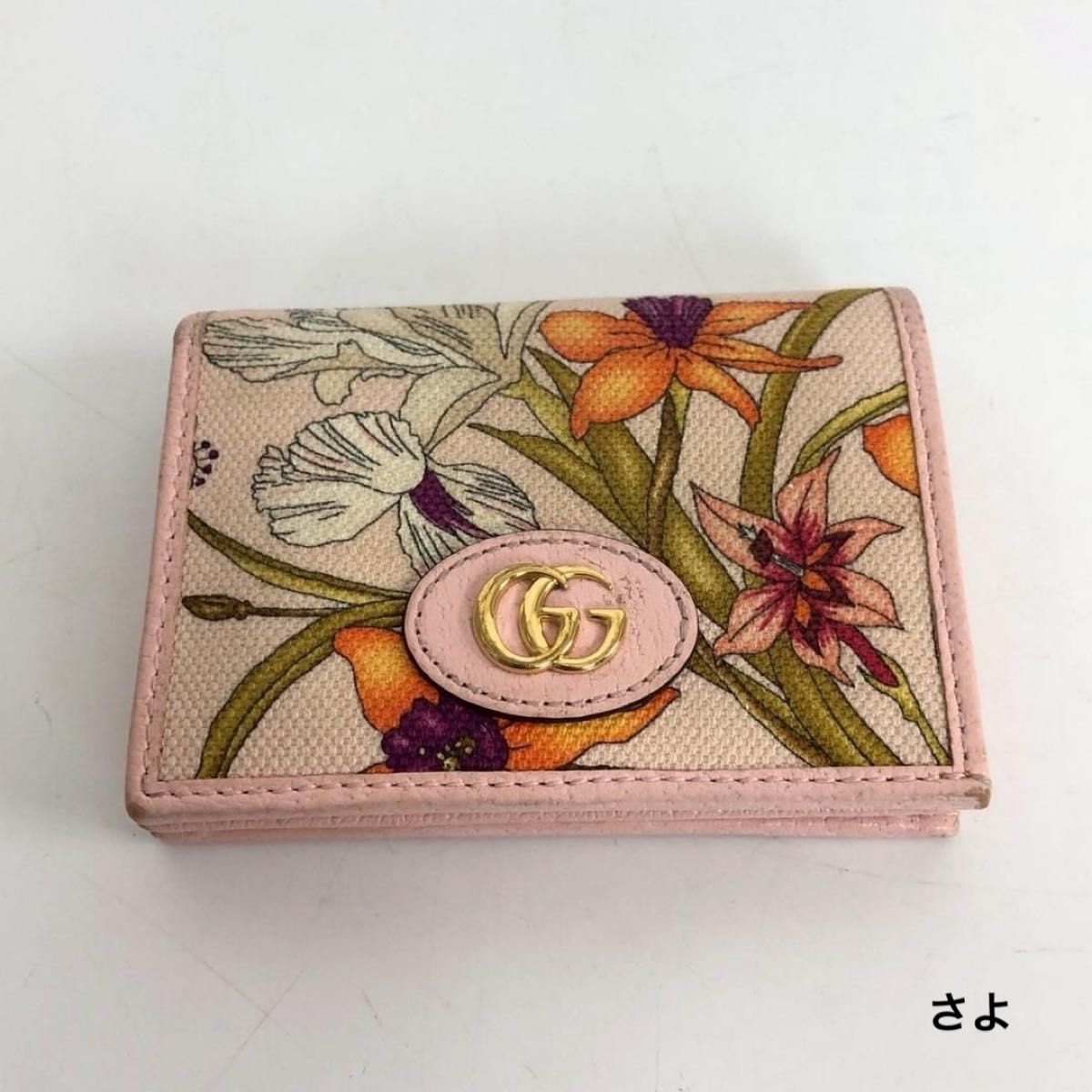 希少 グッチ 二つ折り財布 小銭入れ リネアキャット シマレザー
