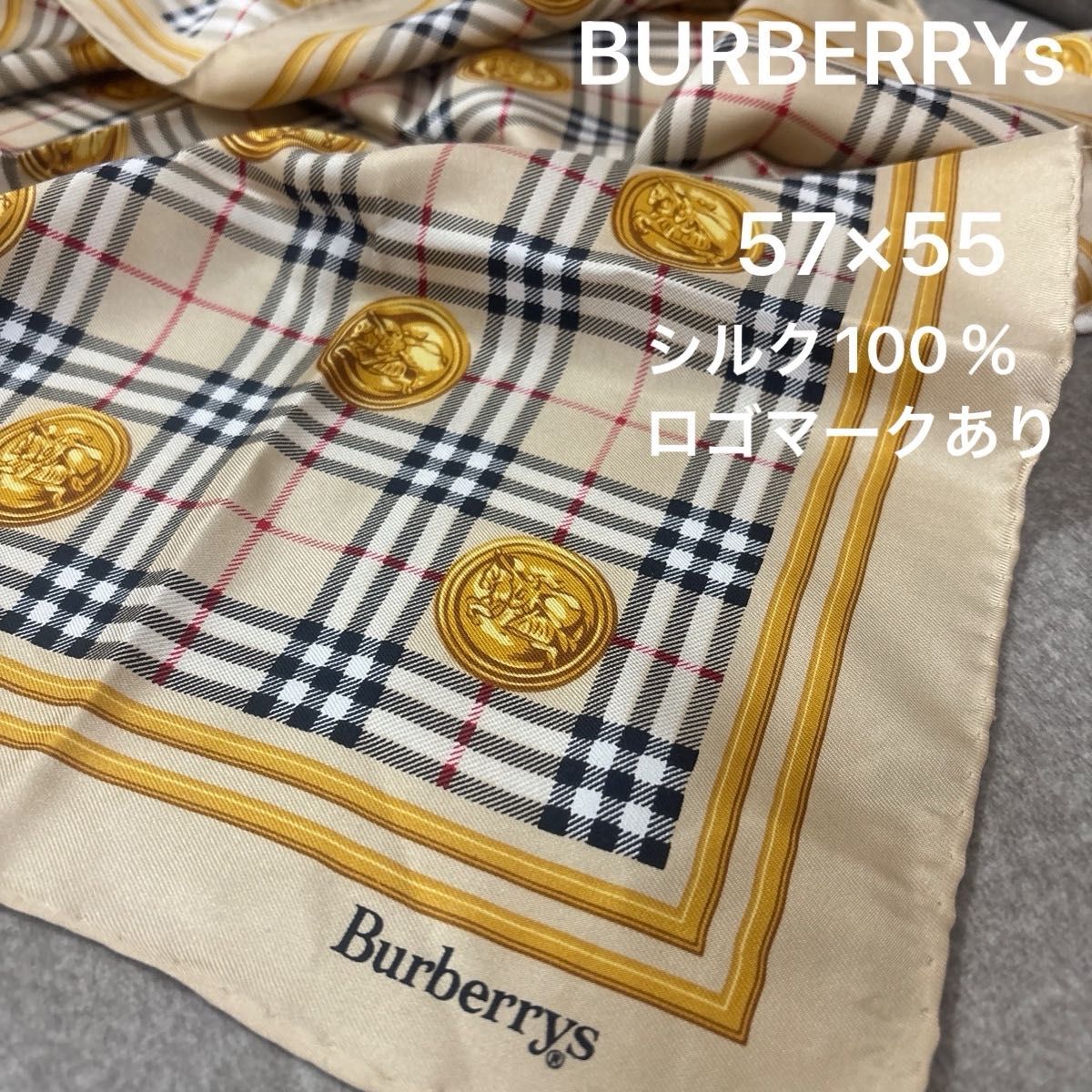 新品タグ付きBURBERRY/バーバリー/シルクスカーフ&コットンハンカチ