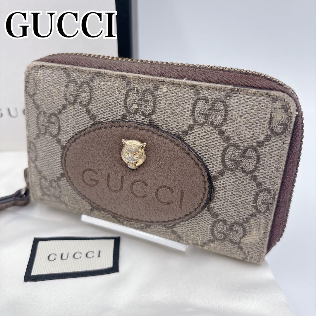 GUCCI 長財布（ジップ開閉）タイガーヘッド モノグラムキャンバス