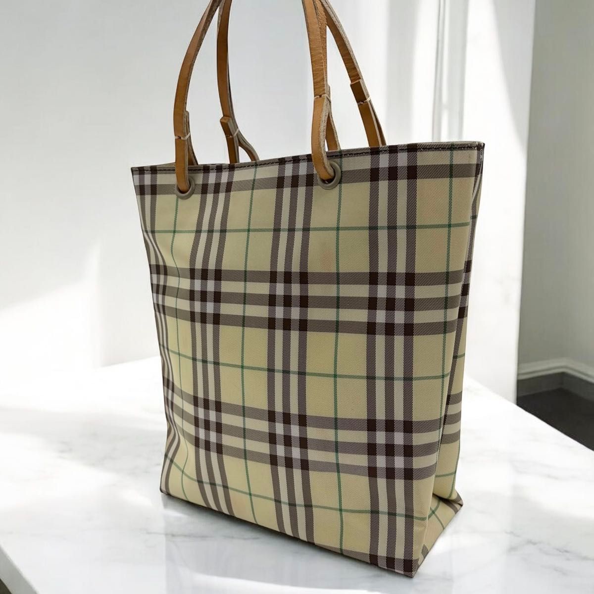 BURBERRY LONDON ノバチェック A4収納トートバッグ レザー キャンバス 
