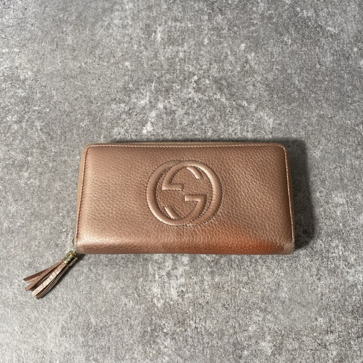 GUCCI グッチ ソーホー ラウンドファスナー長財布 ネイビー 美品 